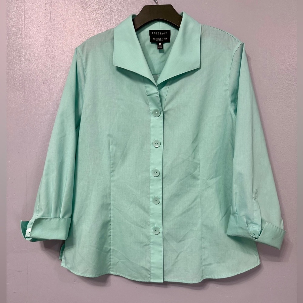 Foxcroft Mint Green Button Down Shirt